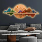 Colorful Peaks Horizon Premium Crystal Glass Backlit LED Wall Art