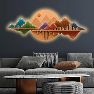 Colorful Peaks Horizon Premium Crystal Glass Backlit LED Wall Art