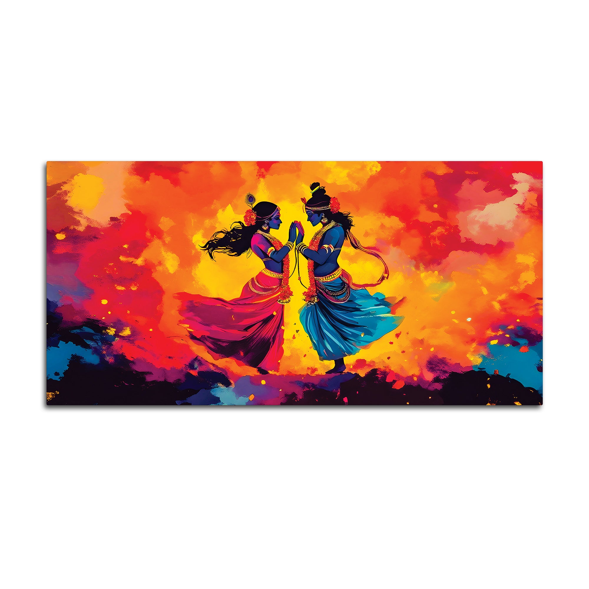 Colorful Radha Krishna Dancing Painting for Modern Interiors