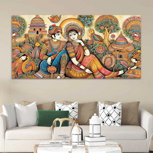 Colorful Traditional Canvas Wall Art Indian Painting for Home Décor