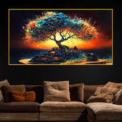 Colorful Tree of Life Crystal Glass Wall Painting for Home Decoration