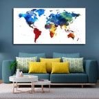 Colorful World Map Premium Wall Painting