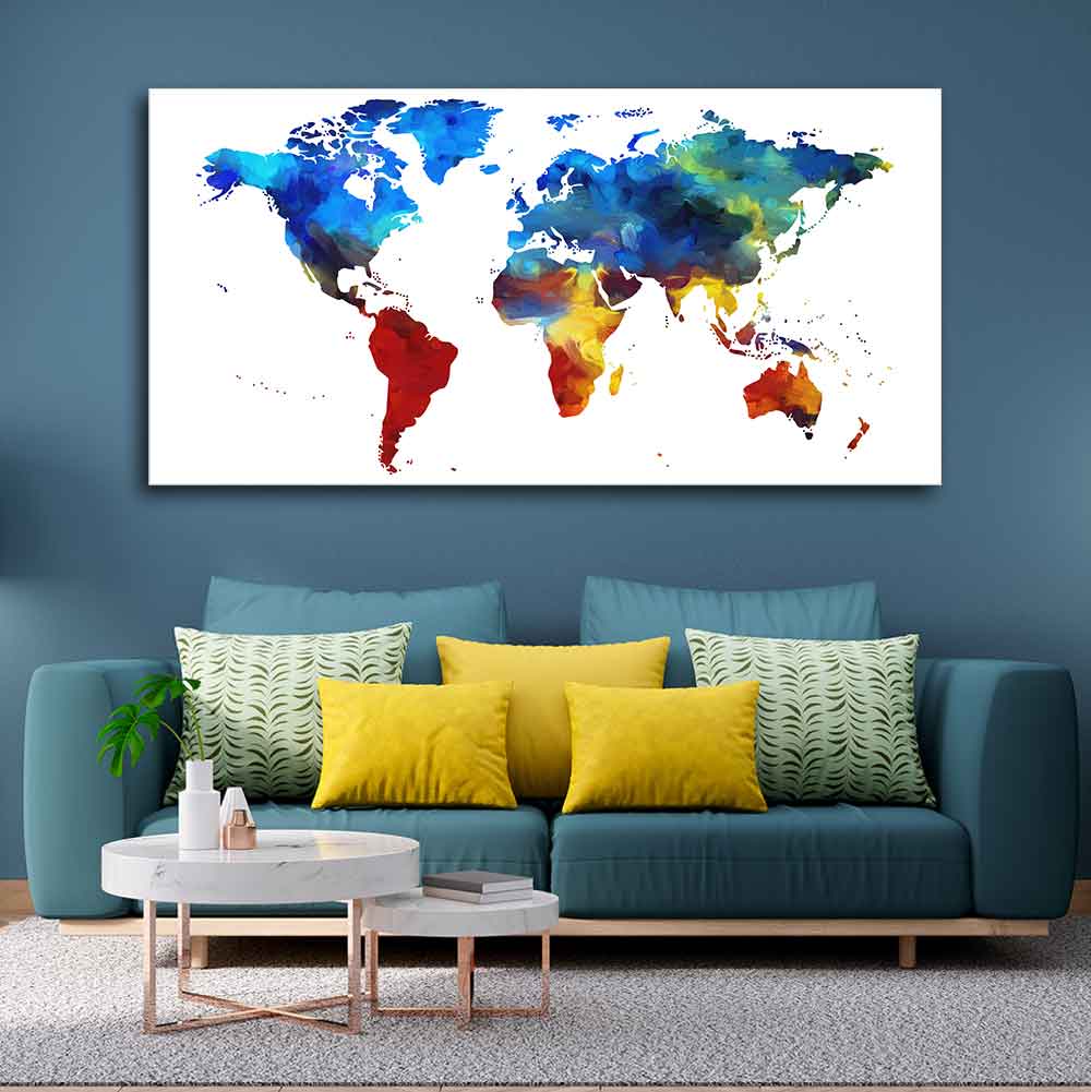 Colorful World Map Premium Wall Painting