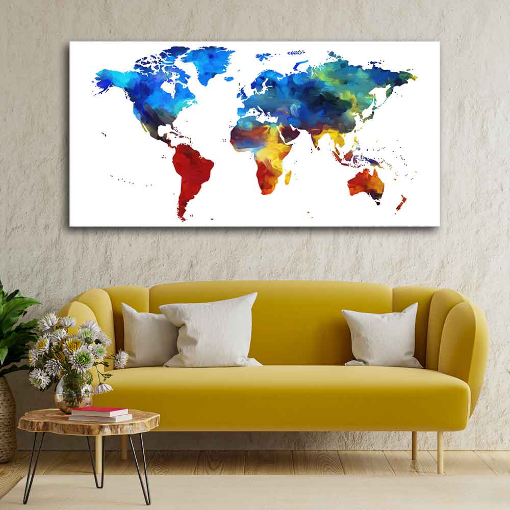 Colorful World Map Premium Wall Painting