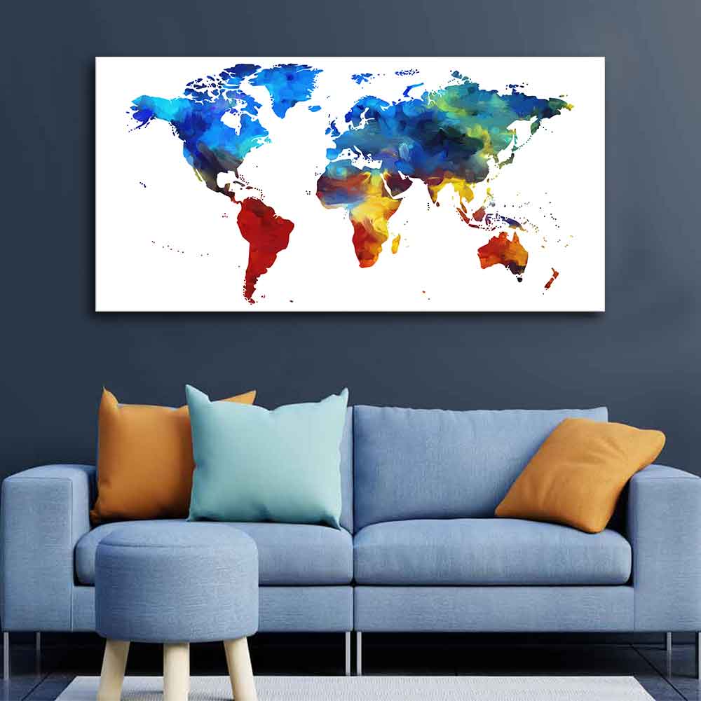 Colorful World Map Premium Wall Painting