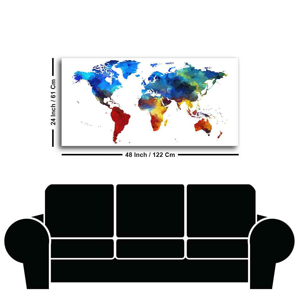 Colorful World Map Premium Wall Painting