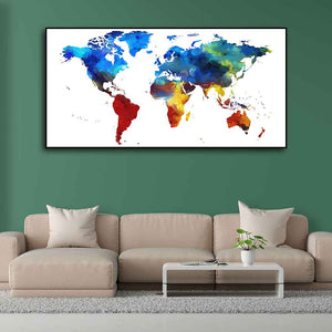 Colorful World Map Premium Wall Painting