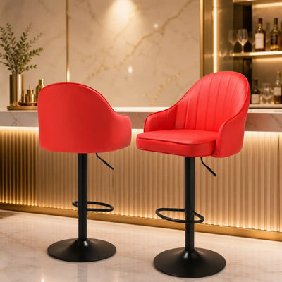 comfortable-height-adjustable-red-lounge-bar-stools-with-black-metal-base