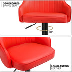 Comfortable Height Adjustable Red Lounge Bar Stools with Black Metal Base