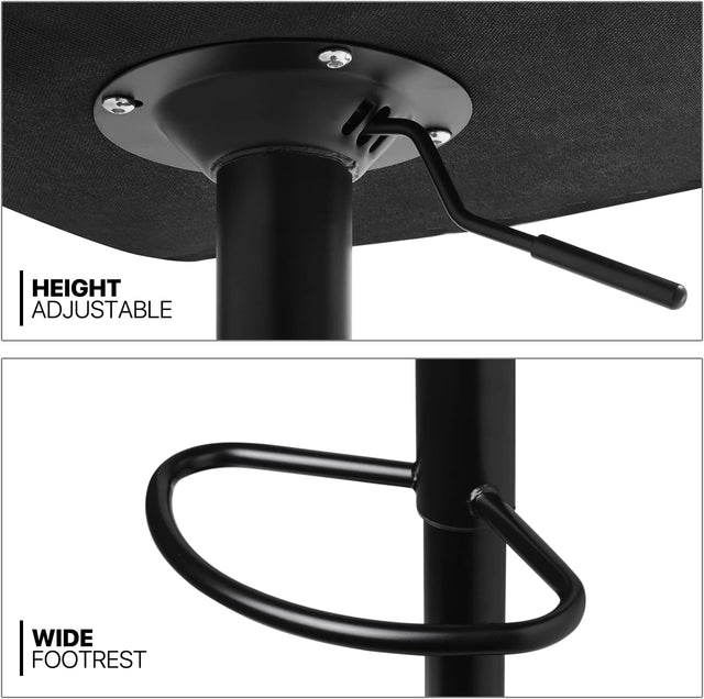 Comfortable Height Adjustable Red Lounge Bar Stools with Black Metal Base