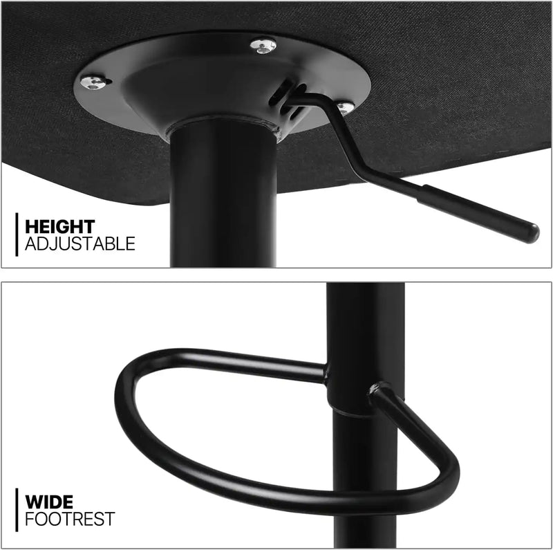 Comfortable Height Adjustable Red Lounge Bar Stools with Black Metal Base