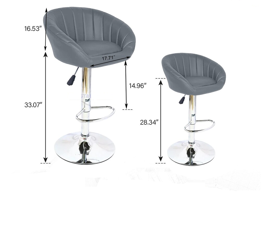 Comfy Back Rest Coral Grey Velvet Bar Stool / Long Chair