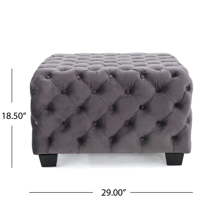 Comfy Square Shape Dark Grey Ottoman with Metal Finish