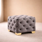 comfy-square-shape-grey-color-velvet-ottoman-with-golden