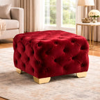 comfy-square-shape-royal-red-velvet-ottoman-with-golden