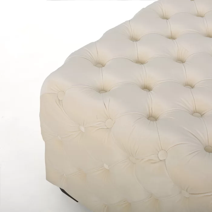 Comfy Square Shape White Color Ottoman with Metal Finish