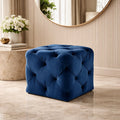 comfy-square-shaped-dark-blue-artistic-design-tufted-velvet-ottoman