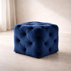 comfy-square-shaped-dark-blue-artistic-design-tufted-velvet-ottoman