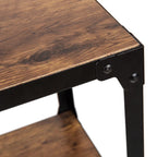 Compact Rustic Bar Cart with Wooden Black Frame