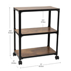 Compact Rustic Bar Cart with Wooden Black Frame