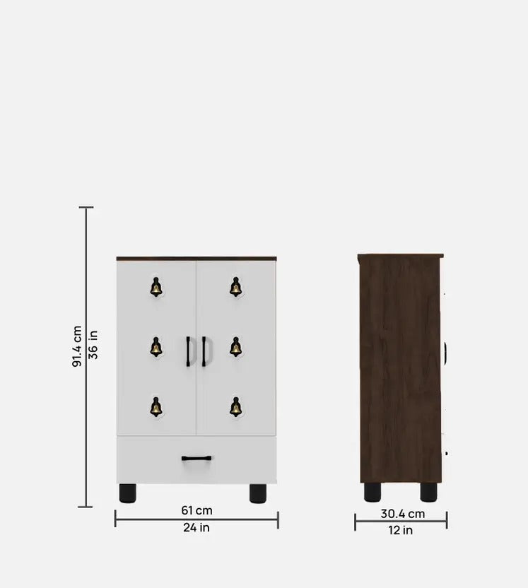 Compact Wooden Floor Temple with Bell Design Door & Spacious Storage Drawer for Home