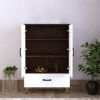 Compact Wooden Floor Temple with Bell Design Door & Spacious Storage Drawer for Home