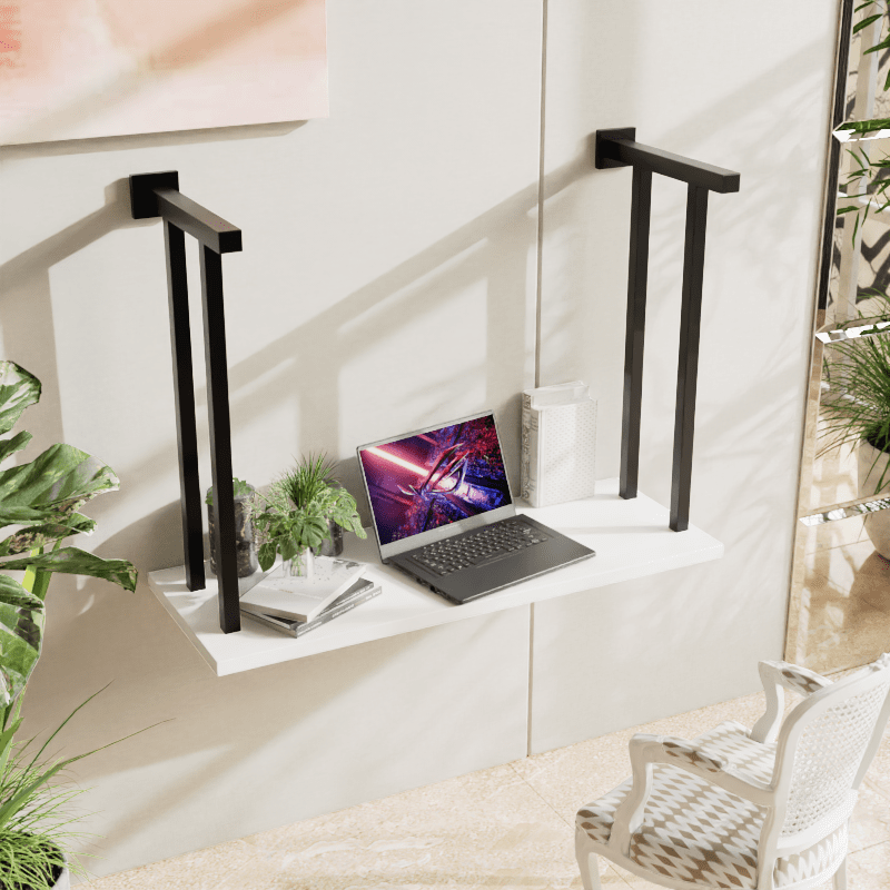 Compact Wooden Wall Mounted Desk for Laptop Books & Decor