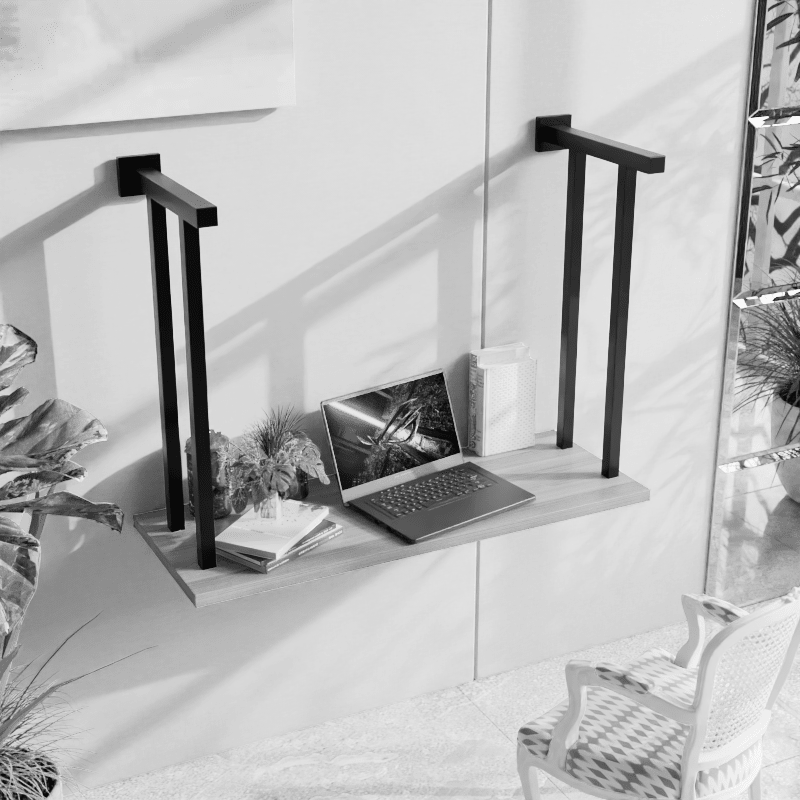 Compact Wooden Wall Mounted Desk for Laptop Books & Decor