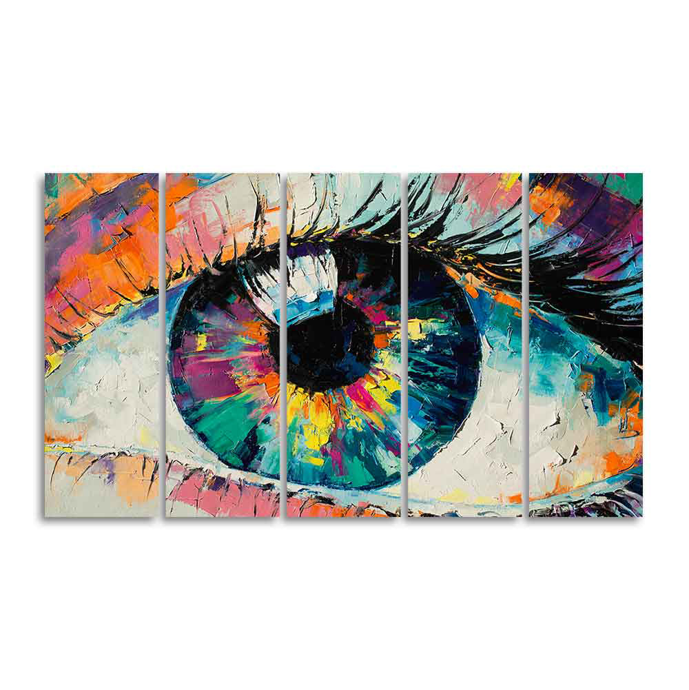 Conceptual Abstract Picture of the Eye Five Pieces Wall Painting