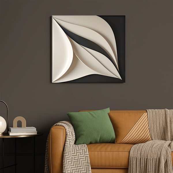 Contemporary 3D Wall Decor in Beige and Black Finish