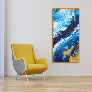 Contemporary Abstract Art Dark Blue Premium Canvas Wall Painting