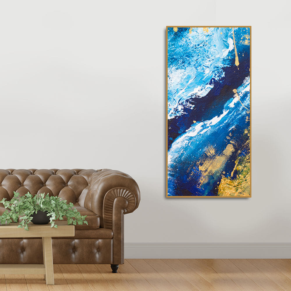 Contemporary Abstract Art Dark Blue Premium Canvas Wall Painting