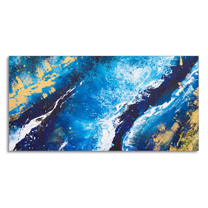 Contemporary Abstract Dark Blue Premium Canvas Wall Painting