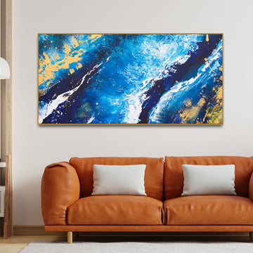 Contemporary Abstract Dark Blue Premium Canvas Wall Painting