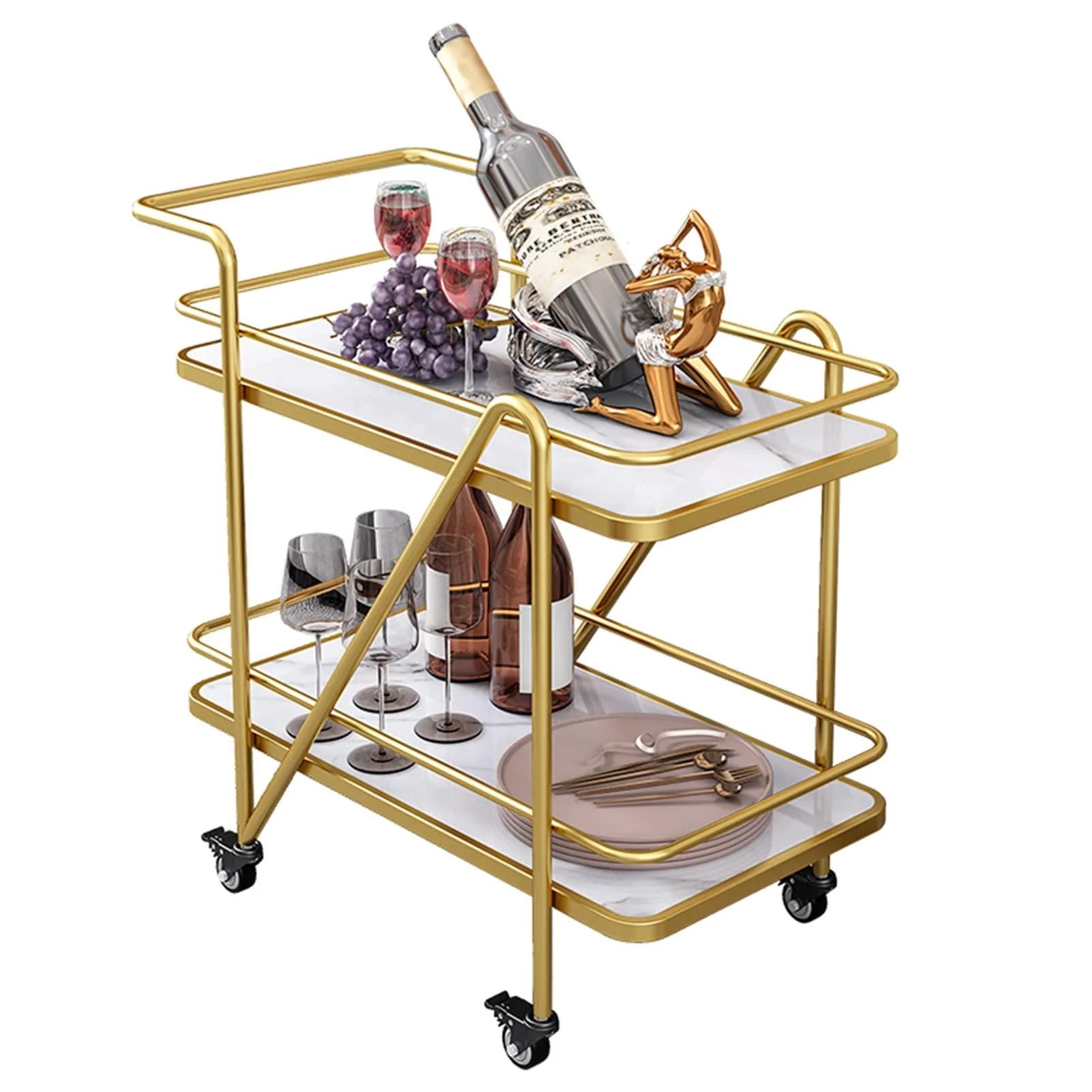 Contemporary Bar Trolley with Decorative Trolley