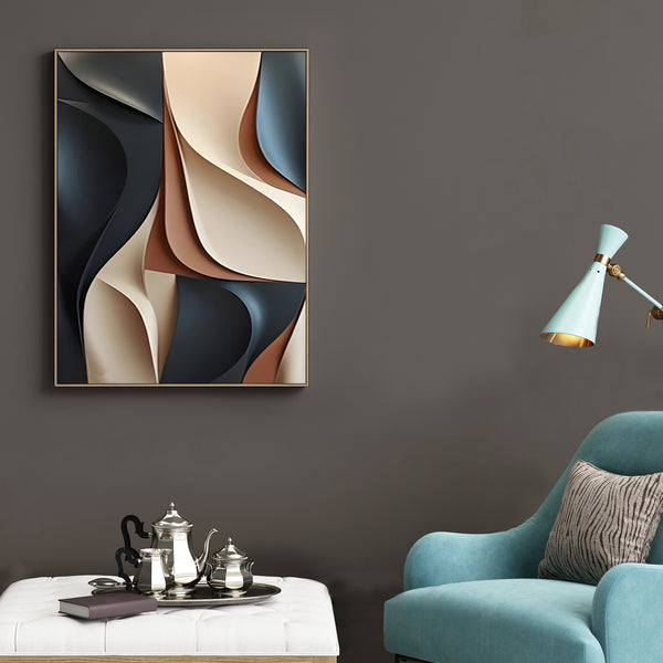 Contemporary Beige and Black 3D Wall Art for Living Room