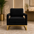 Contemporary Black Lounge Chair with Sleek Golden Frame