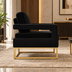 Contemporary Black Lounge Chair with Sleek Golden Frame