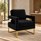 Contemporary Black Lounge Chair with Sleek Golden Frame