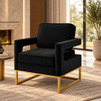 Contemporary Black Lounge Chair with Sleek Golden Frame