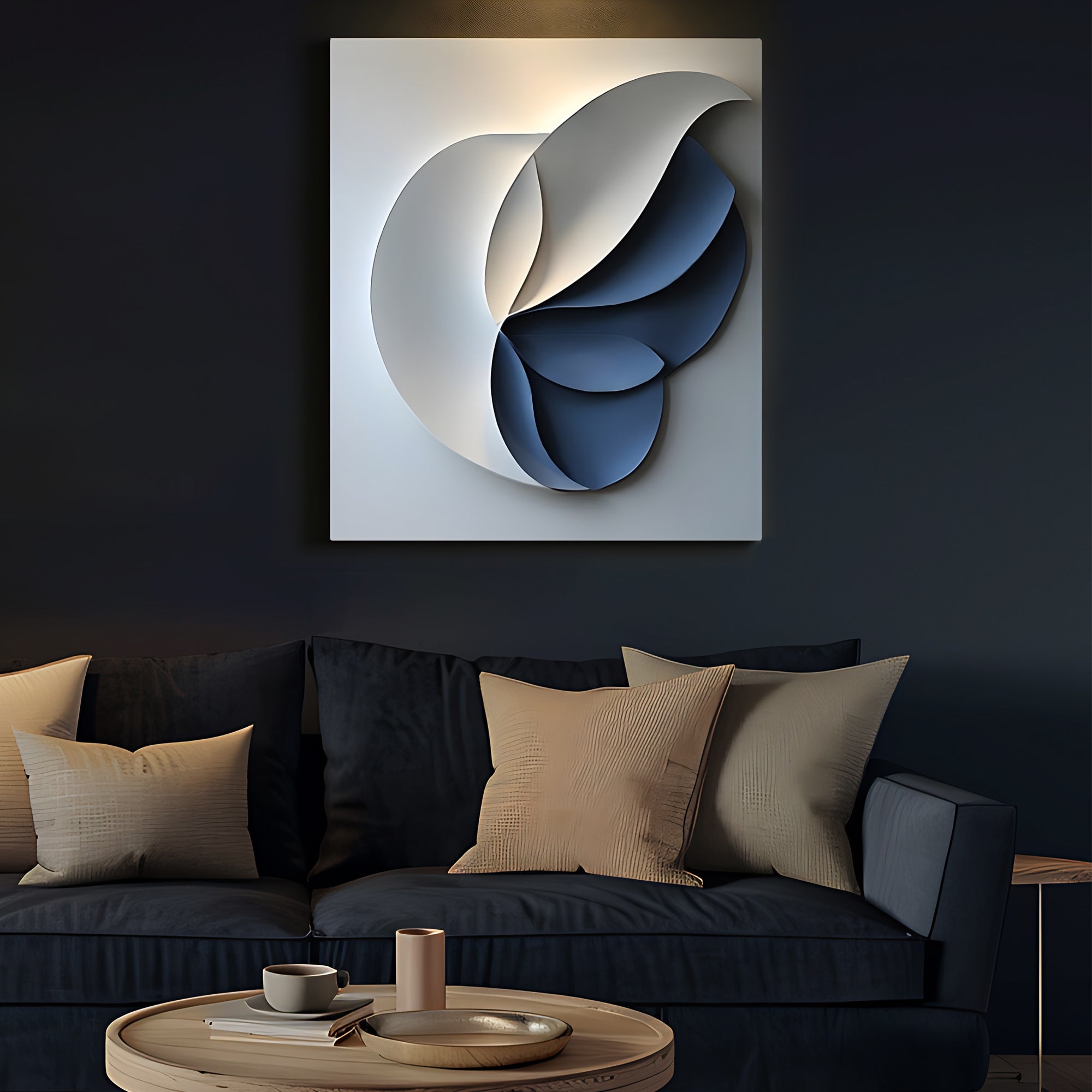 Contemporary Blue and White Petal 3D Wall Art Home Decor