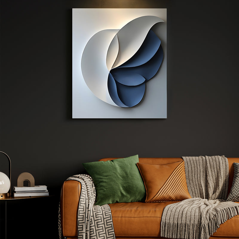 Contemporary Blue and White Petal 3D Wall Art Home Decor