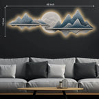 Contemporary Blue Mountain Vista Premium Crystal Glass Backlit LED Painting