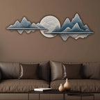 Contemporary Blue Mountain Vista Premium Crystal Glass Backlit LED Painting