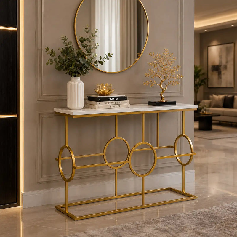 Contemporary Console Table in Geometric Pattern Design