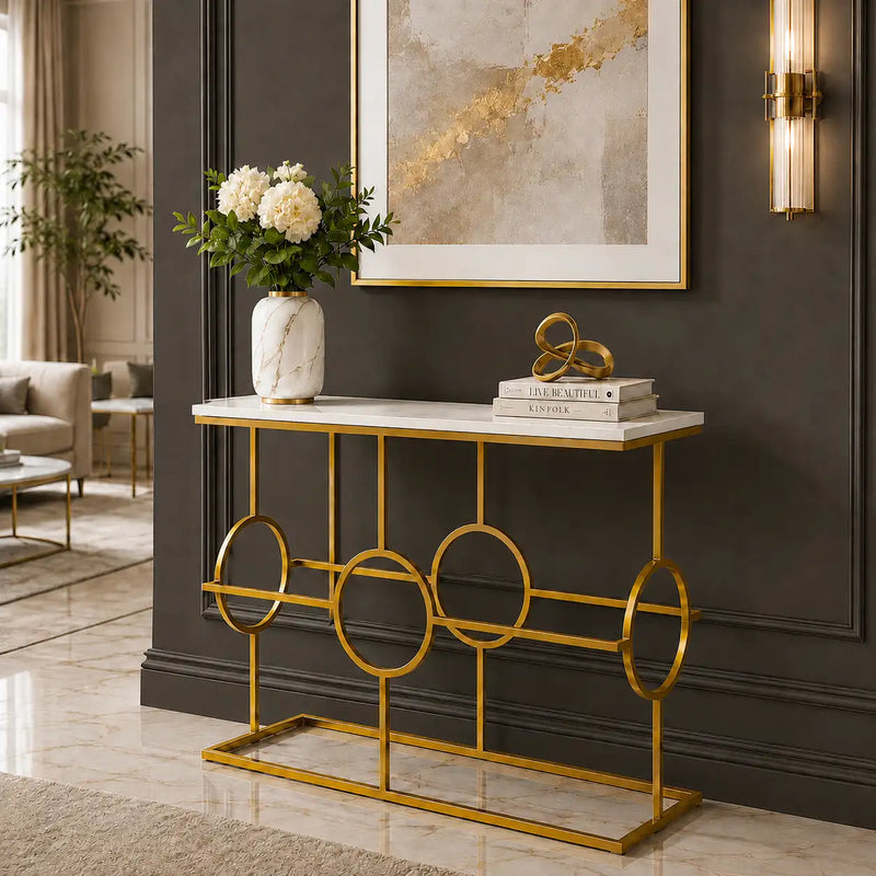 Contemporary Console Table in Geometric Pattern Design