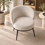 Contemporary Cream Accent Chair with Rounded Back & Black Legs