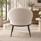 Contemporary Cream Accent Chair with Rounded Back & Black Legs