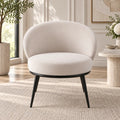 Contemporary Cream Accent Chair with Rounded Back & Black Legs