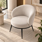 Contemporary Cream Accent Chair with Rounded Back & Black Legs